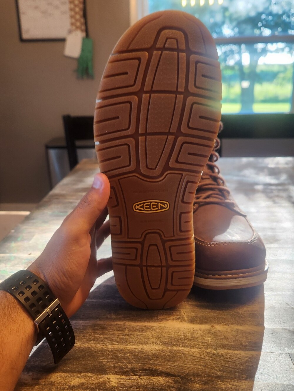 KEEN Men's Brown Leather Work Boots - Picture 2 of 4